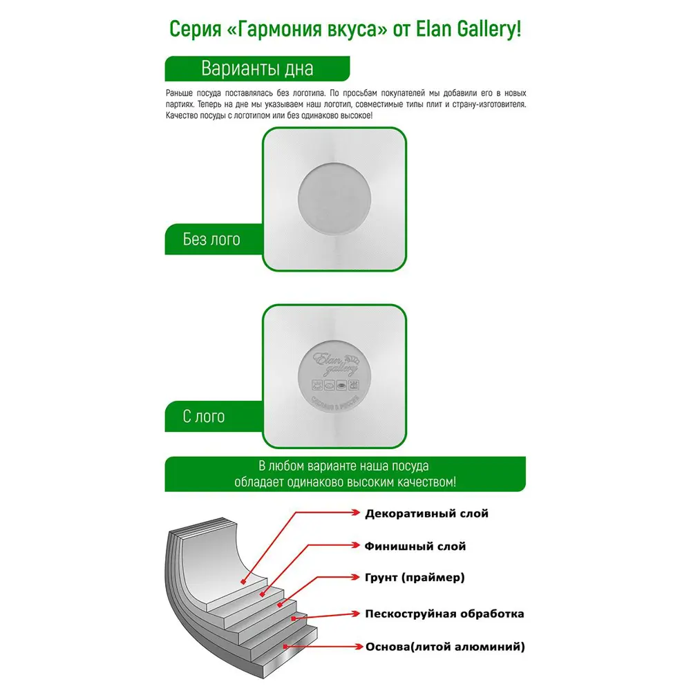 Фото 4 Сковорода Elan gallery 120970 28 см алюминий без крышки цвет коричневый