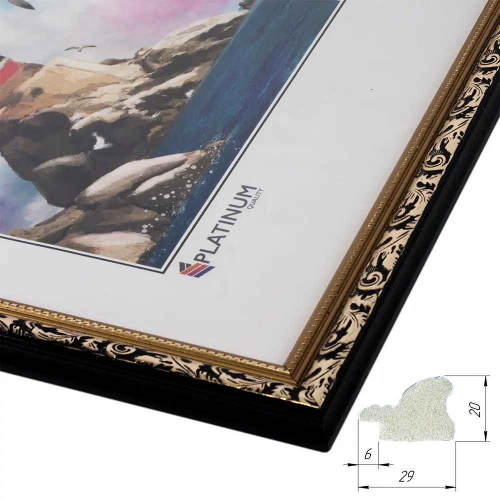 Фото 4 Рамка Platinum Садко 16SBG1521, 15x21 см, пластик, цвет черный Фото 4 Рамка Platinum Садко 16SBG1521, 15x21 см, пластик, цвет черный