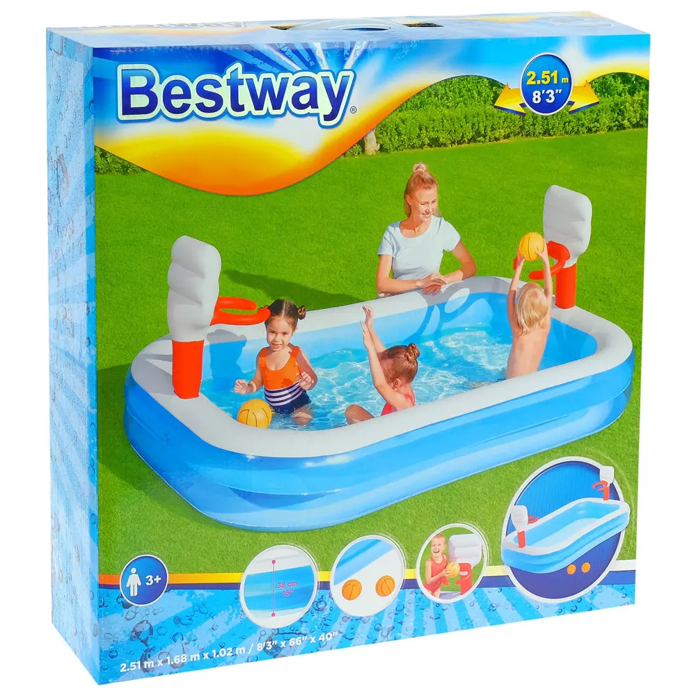 Фото 5 Бассейн надувной игровой Bestway Баскетбол 254x168x102 см + 2 мяча Фото 5 Бассейн надувной игровой Bestway Баскетбол 254x168x102 см + 2 мяча