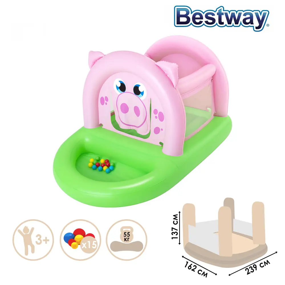 Фото Батут надувной Bestway с шариками 239x162x137 см Фото Батут надувной Bestway с шариками 239x162x137 см