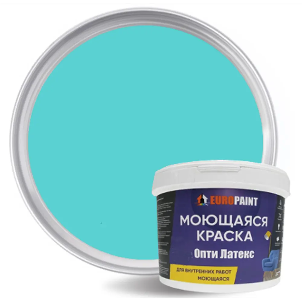 Фото Краска декоративная EUROPAINT Опти Латекс ЛМ_2104_РИ цвет риф 3 л Фото Краска декоративная EUROPAINT Опти Латекс ЛМ_2104_РИ цвет риф 3 л