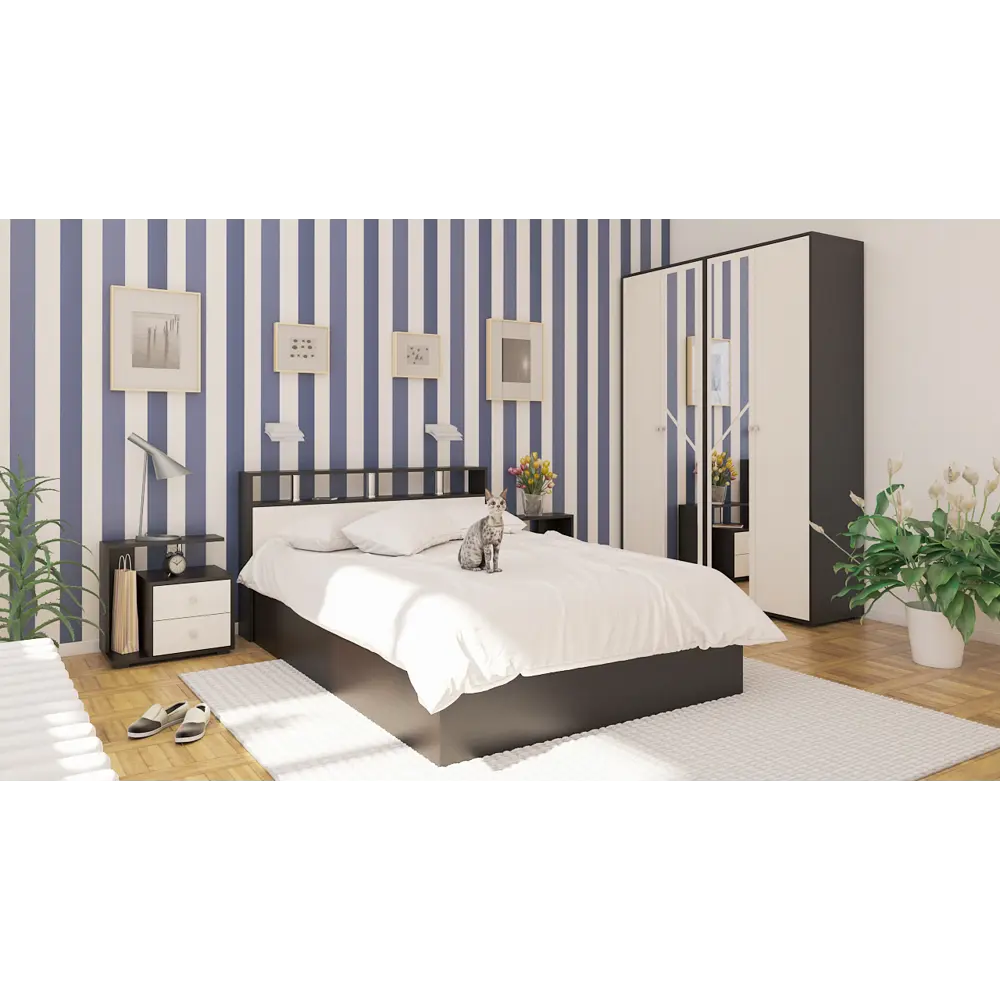 Фото 4 Тумба прикроватная СВК Камелия 56x55x39 см цвет венге/дуб лоредо Фото 4 Тумба прикроватная СВК Камелия 56x55x39 см цвет венге/дуб лоредо