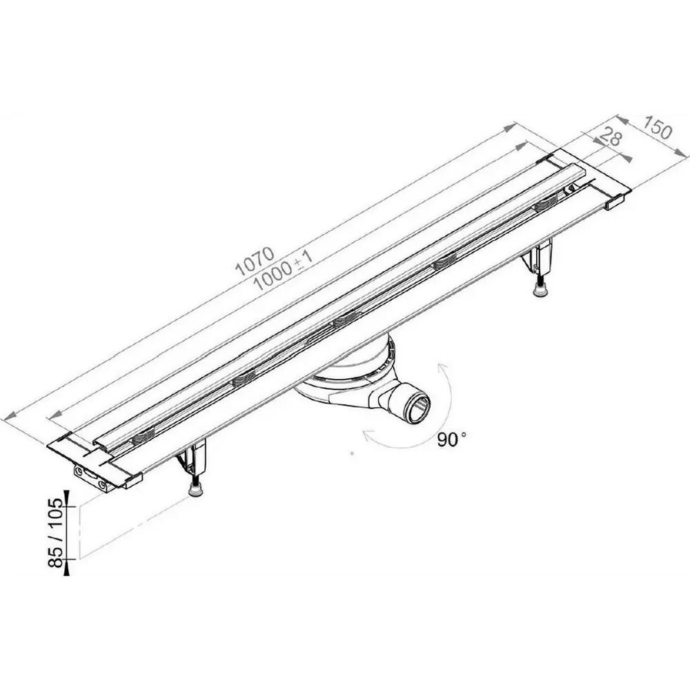 Фото 2 Трап для душа Prevex Easy Line EL-CLPL10N-001, 1000 мм Фото 2 Трап для душа Prevex Easy Line EL-CLPL10N-001, 1000 мм