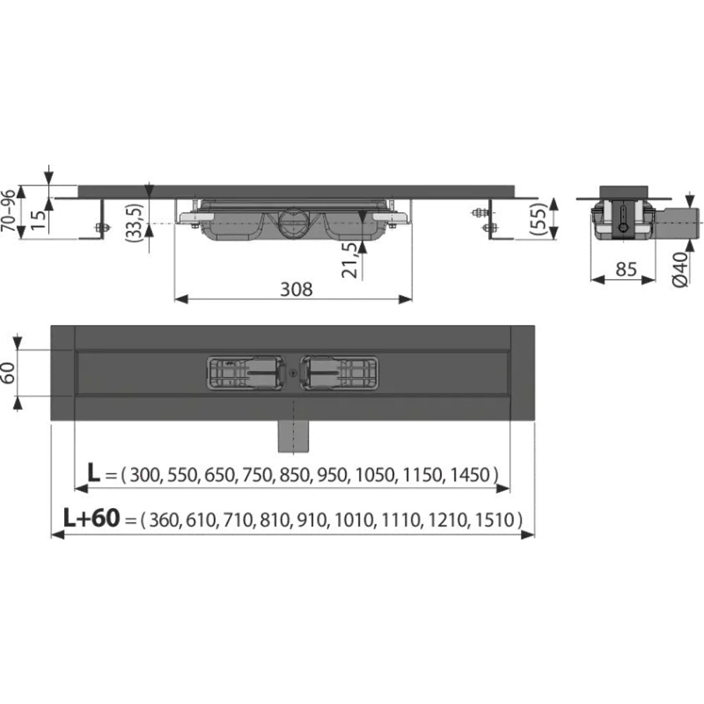 Фото 2 Трап для душа AlcaPlast APZ101BLACK-850 Фото 2 Трап для душа AlcaPlast APZ101BLACK-850