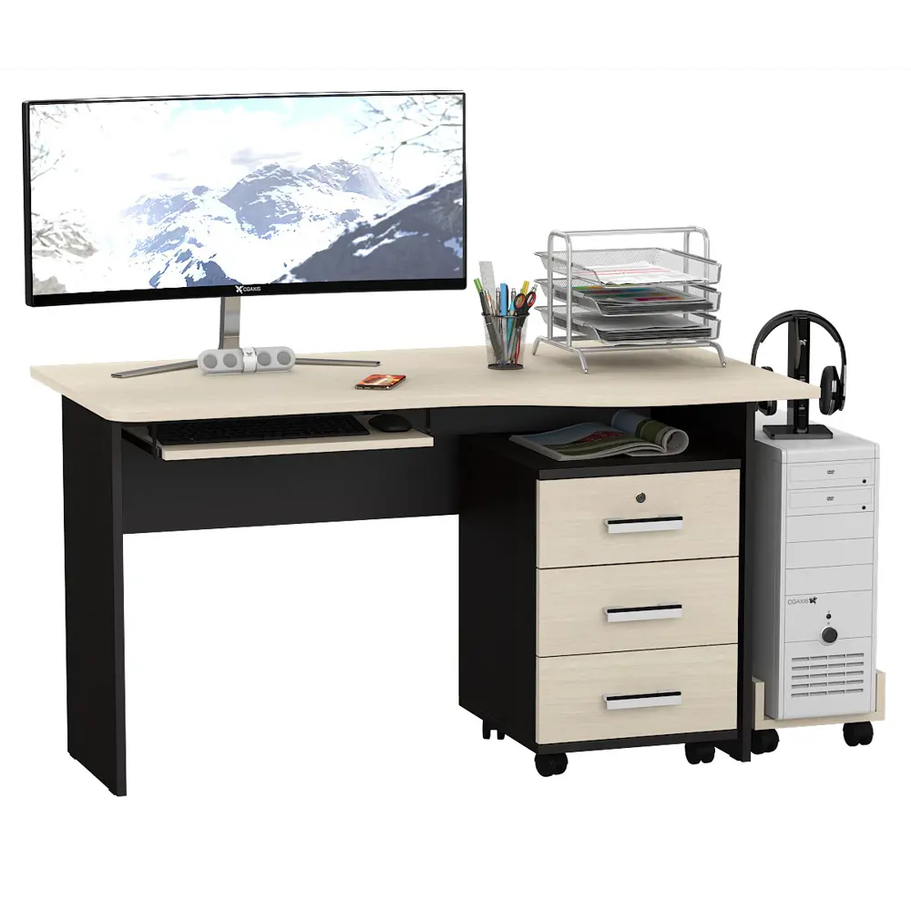 Фото Компьютерный стол Мебельный двор 157x74x75 см ЛДСП цвет темно-коричневый Фото Компьютерный стол Мебельный двор 157x74x75 см ЛДСП цвет темно-коричневый