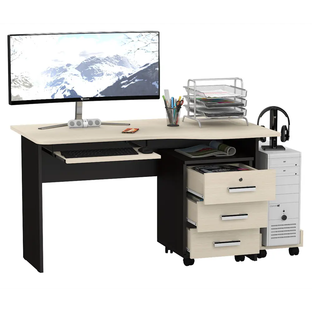 Фото 2 Компьютерный стол Мебельный двор 157x74x75 см ЛДСП цвет темно-коричневый Фото 2 Компьютерный стол Мебельный двор 157x74x75 см ЛДСП цвет темно-коричневый