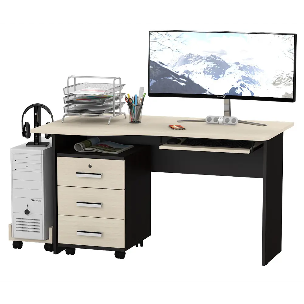 Фото 3 Компьютерный стол Мебельный двор 157x74x75 см ЛДСП цвет темно-коричневый Фото 3 Компьютерный стол Мебельный двор 157x74x75 см ЛДСП цвет темно-коричневый