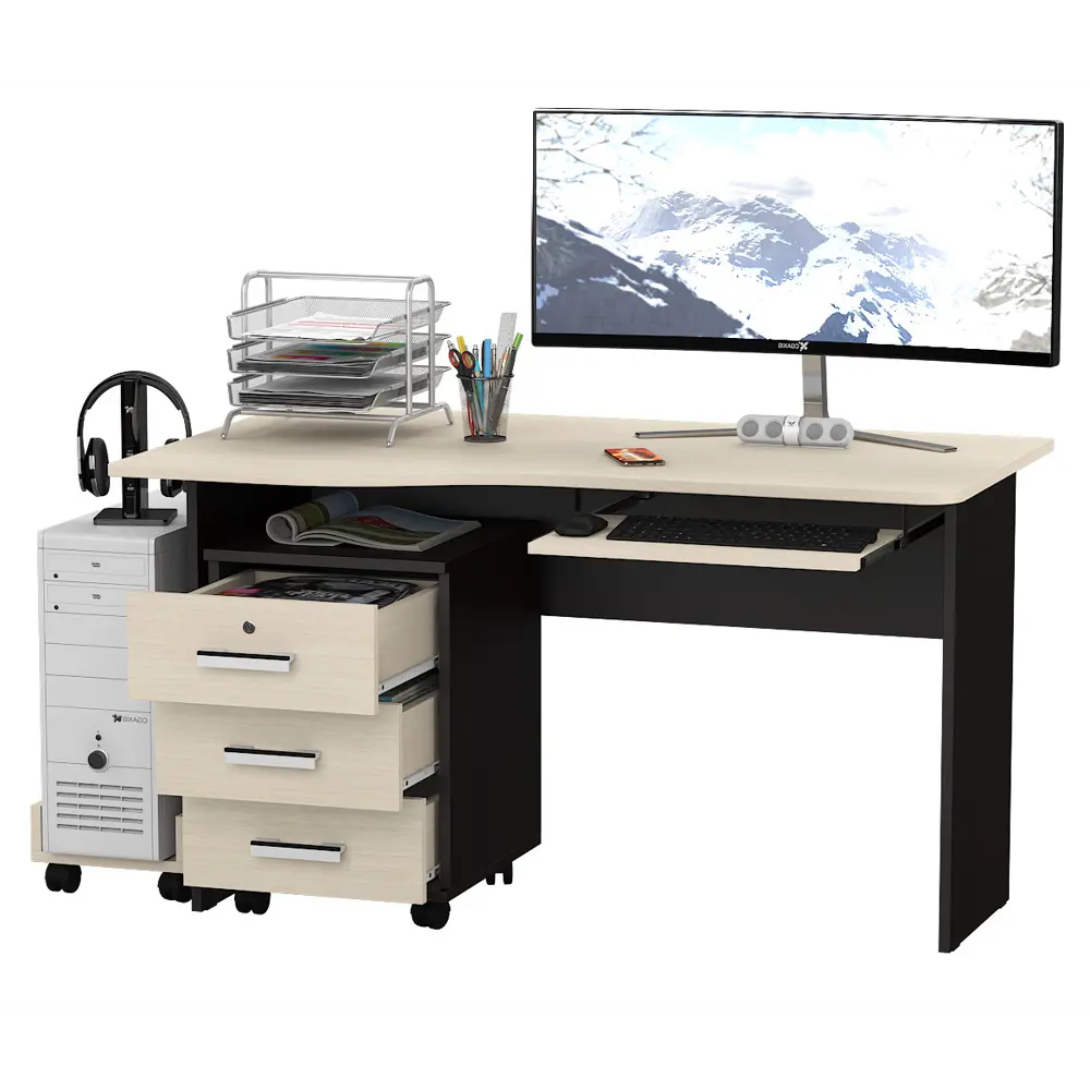 Фото 4 Компьютерный стол Мебельный двор 157x74x75 см ЛДСП цвет темно-коричневый Фото 4 Компьютерный стол Мебельный двор 157x74x75 см ЛДСП цвет темно-коричневый