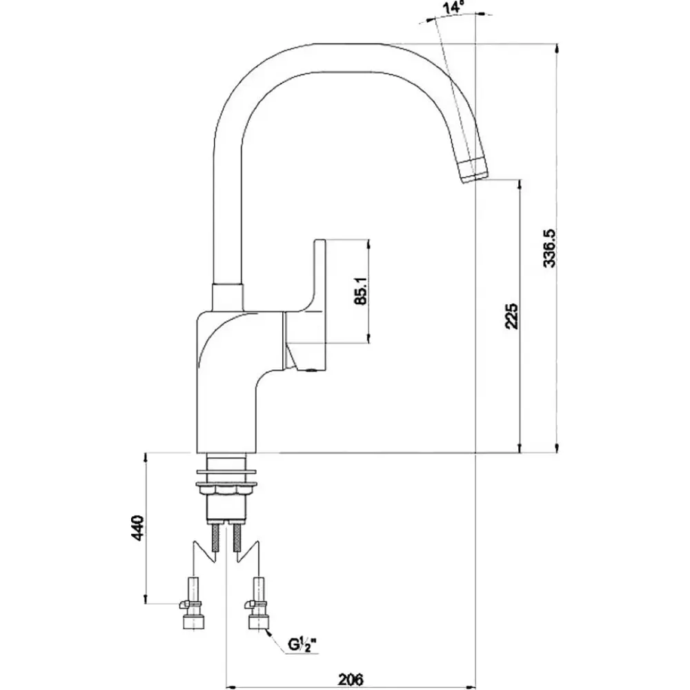 Фото 2 Однорычажный смеситель Timo 0166fn-u chrome 22.5 см цвет хром
