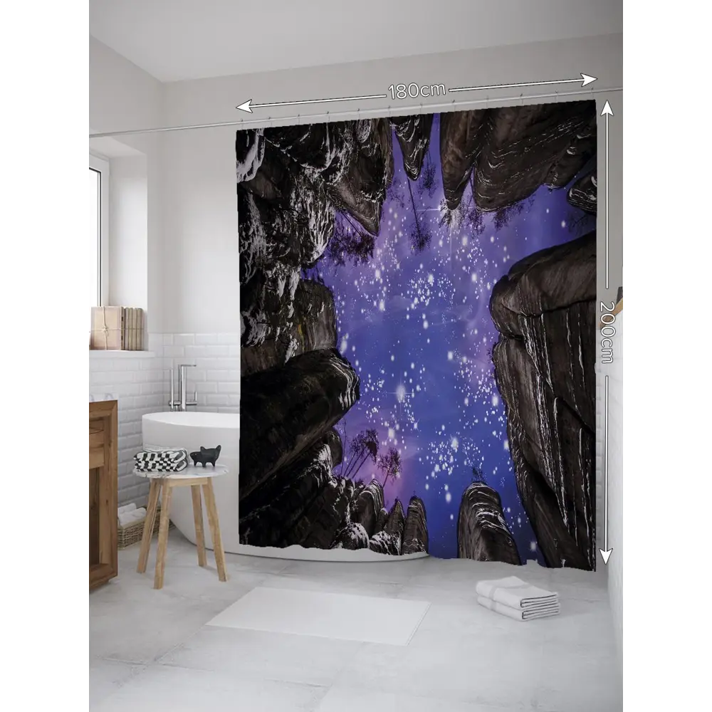 Фото 2 Шторка для ванной комнаты JoyArty sc_35603 200x180см цвет серый серебристый