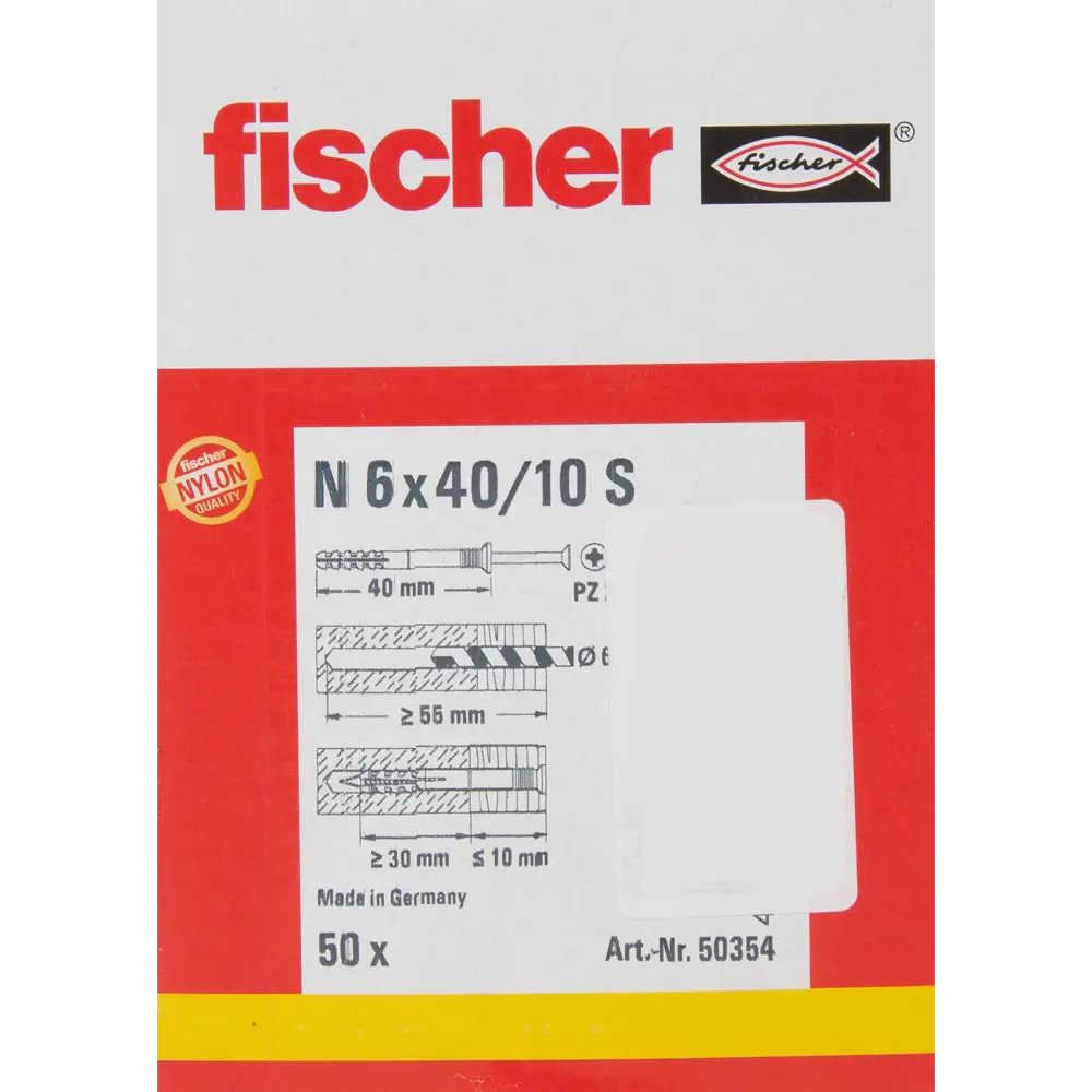 Фото 4 Дюбель-гвоздь потайной Fischer нейлон 6x40 мм 50 шт. Фото 4 Дюбель-гвоздь потайной Fischer нейлон 6x40 мм 50 шт.