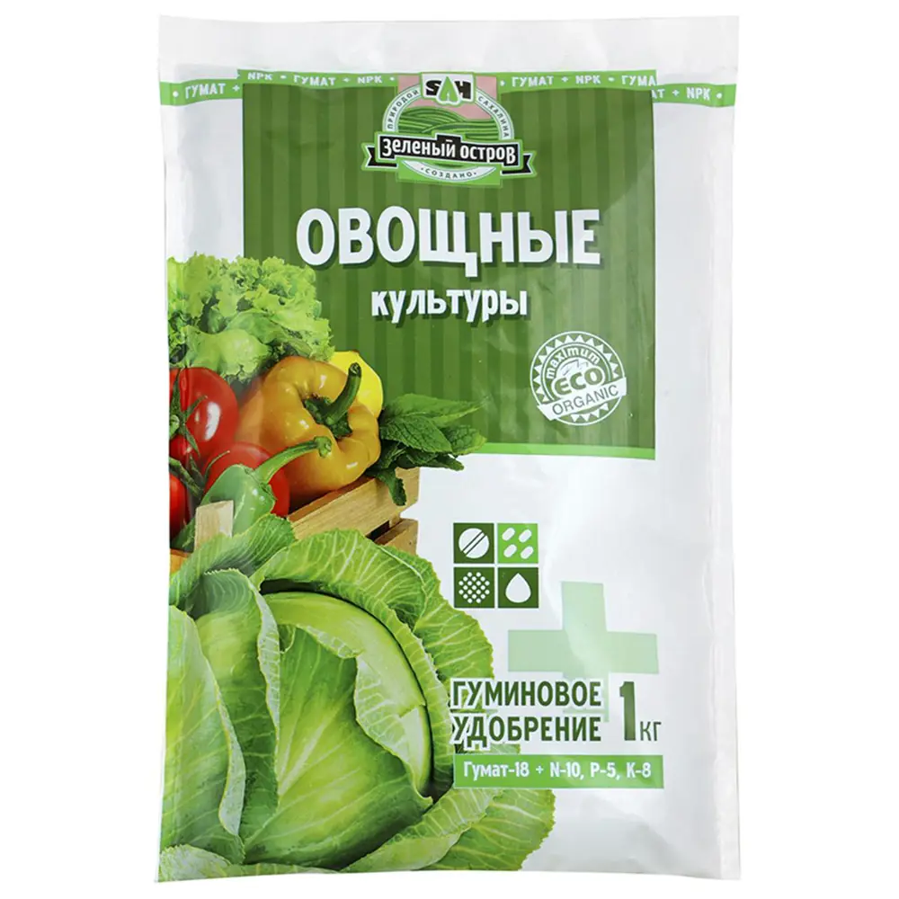 Фото Гуминовое удобрение Зеленый остров для овощных культур 1 кг Фото Гуминовое удобрение Зеленый остров для овощных культур 1 кг