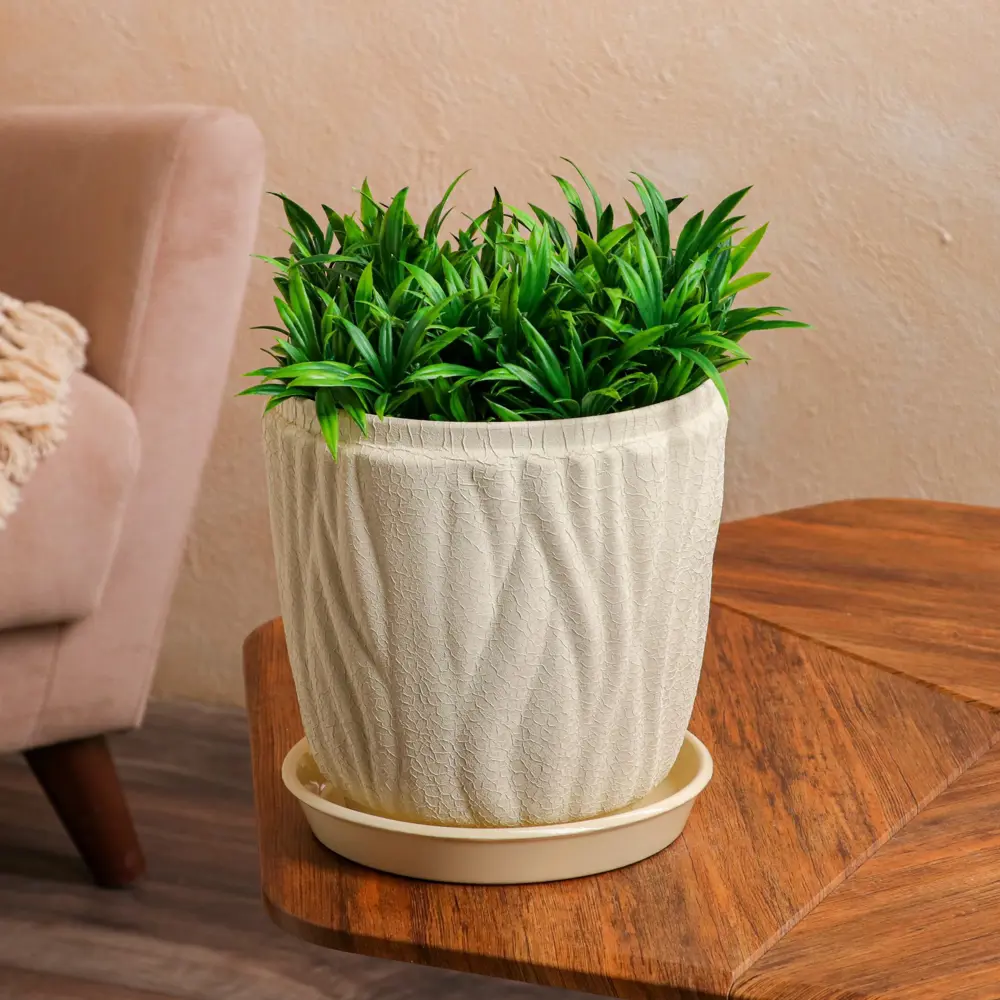 Фото Горшок цветочный 7734885 Керамика ручной работы 23 см 5 л керамика бежевый