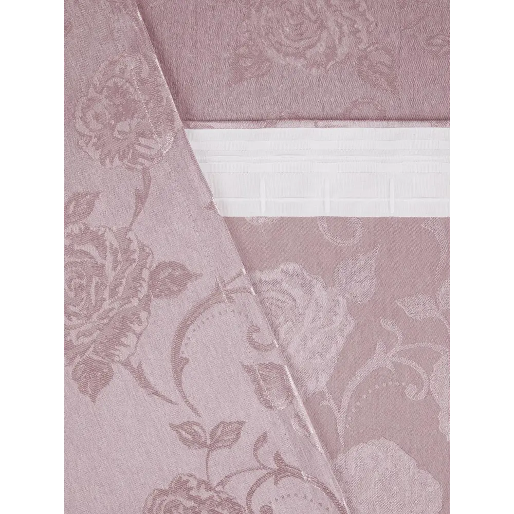 Фото 3 Комплект штор на шторной ленте Розы 200х270 см цвет пудровый