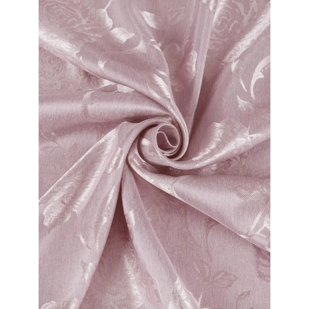 Фото 4 Комплект штор на шторной ленте Розы 200х270 см цвет пудровый