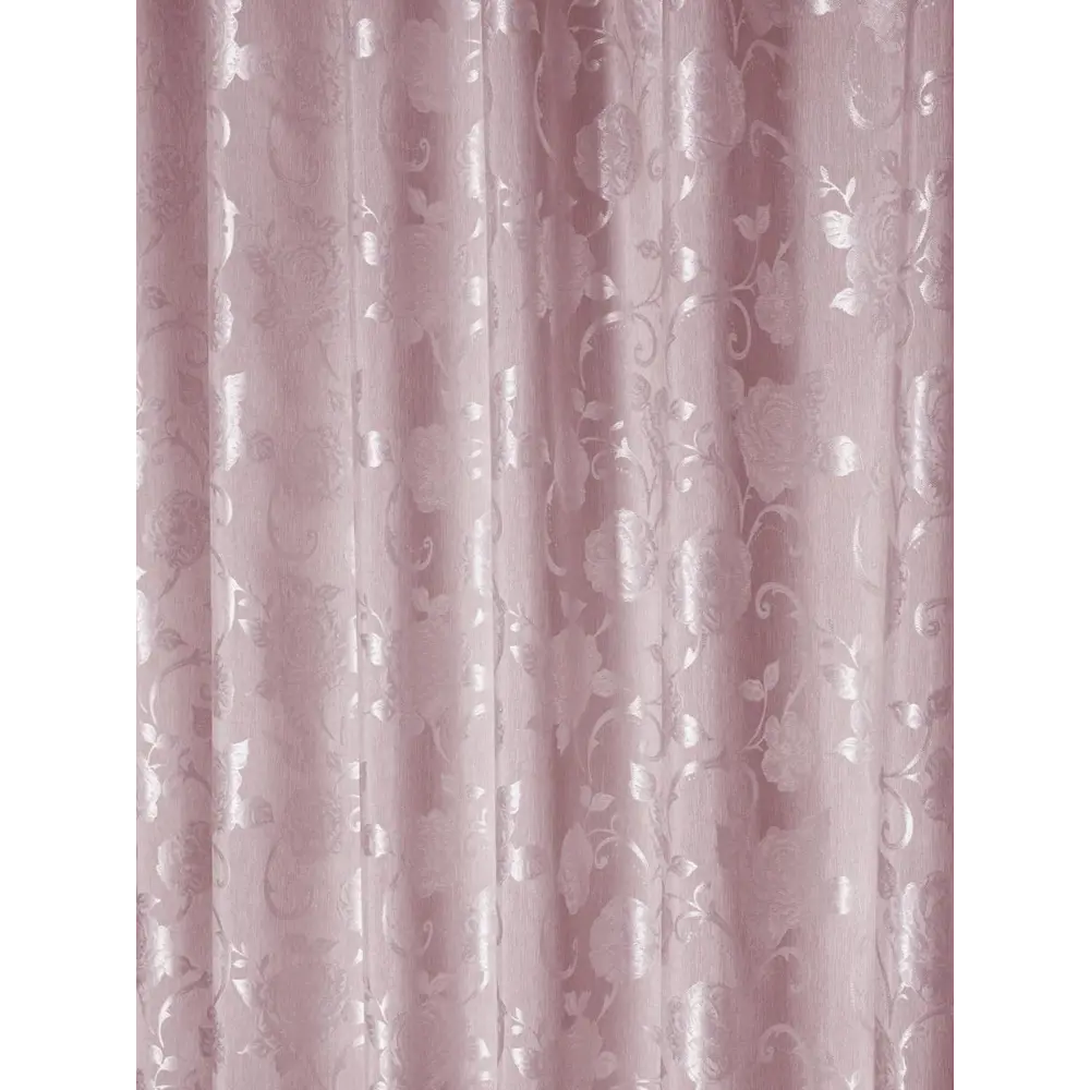 Фото 5 Комплект штор на шторной ленте Розы 200х270 см цвет пудровый