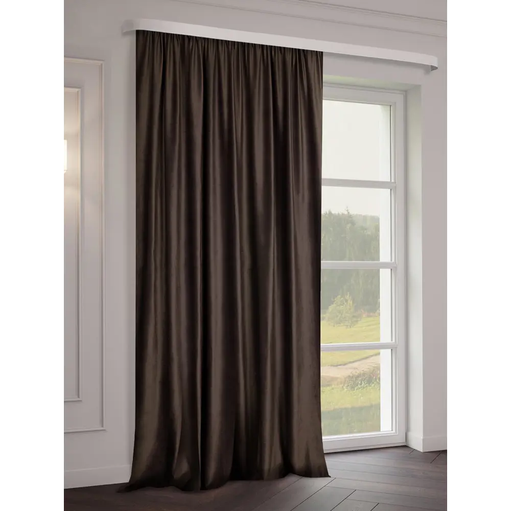 Фото 3 Штора на шторной ленте Бархат 200х270 см цвет горький шоколад