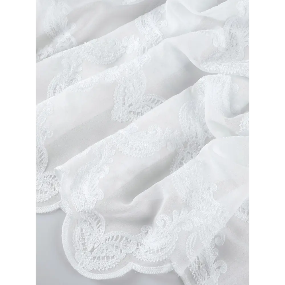 Фото Тюль на шторной ленте для кухни Амали 300х260 см цвет белый Фото Тюль на шторной ленте для кухни Амали 300х260 см цвет белый