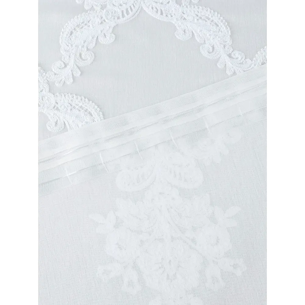 Фото 3 Тюль на шторной ленте для кухни Амали 300х260 см цвет белый Фото 3 Тюль на шторной ленте для кухни Амали 300х260 см цвет белый