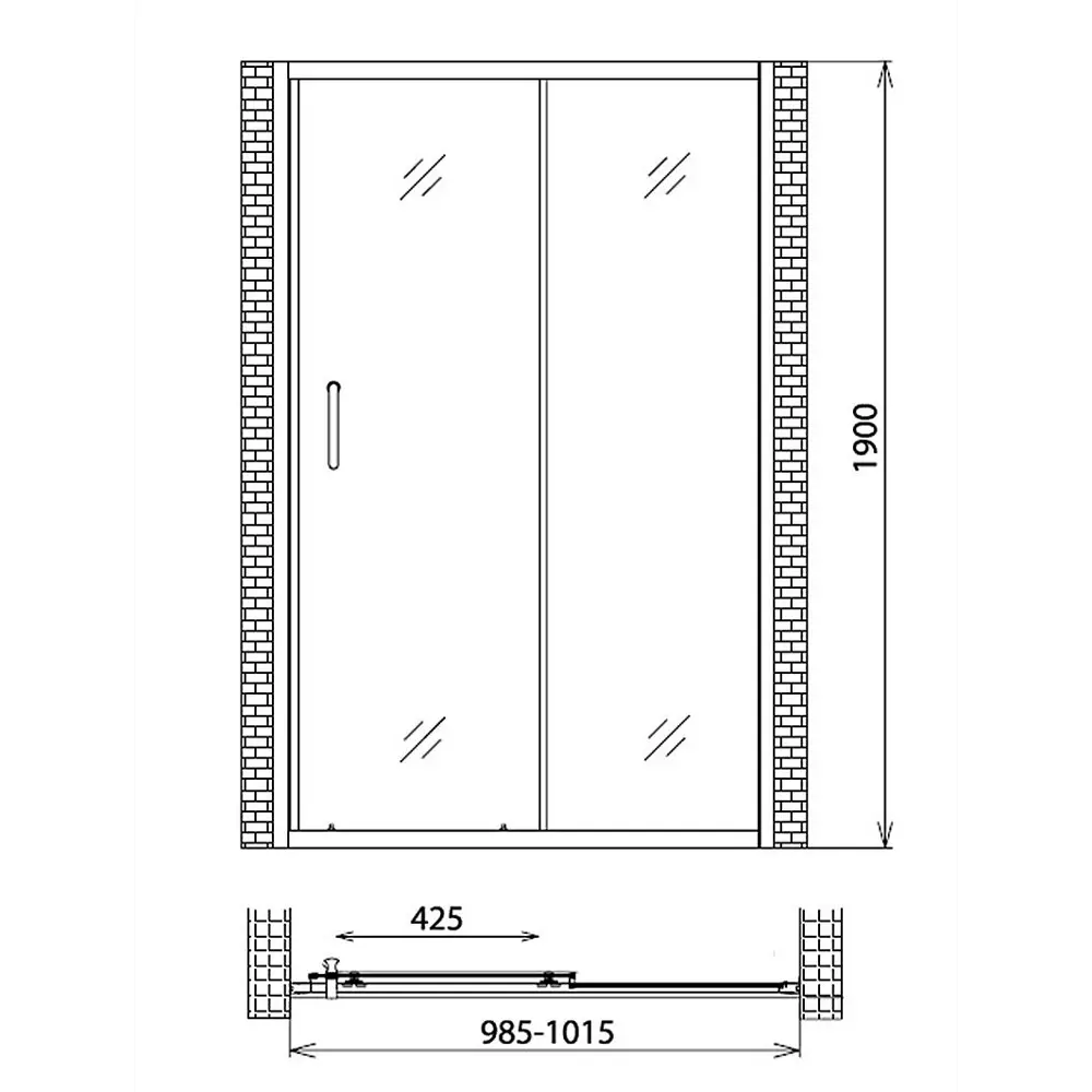 Фото 4 Душевая дверь Gemy Victoria S30191H раздвижная прозрачная 190х100см Фото 4 Душевая дверь Gemy Victoria S30191H раздвижная прозрачная 190х100см