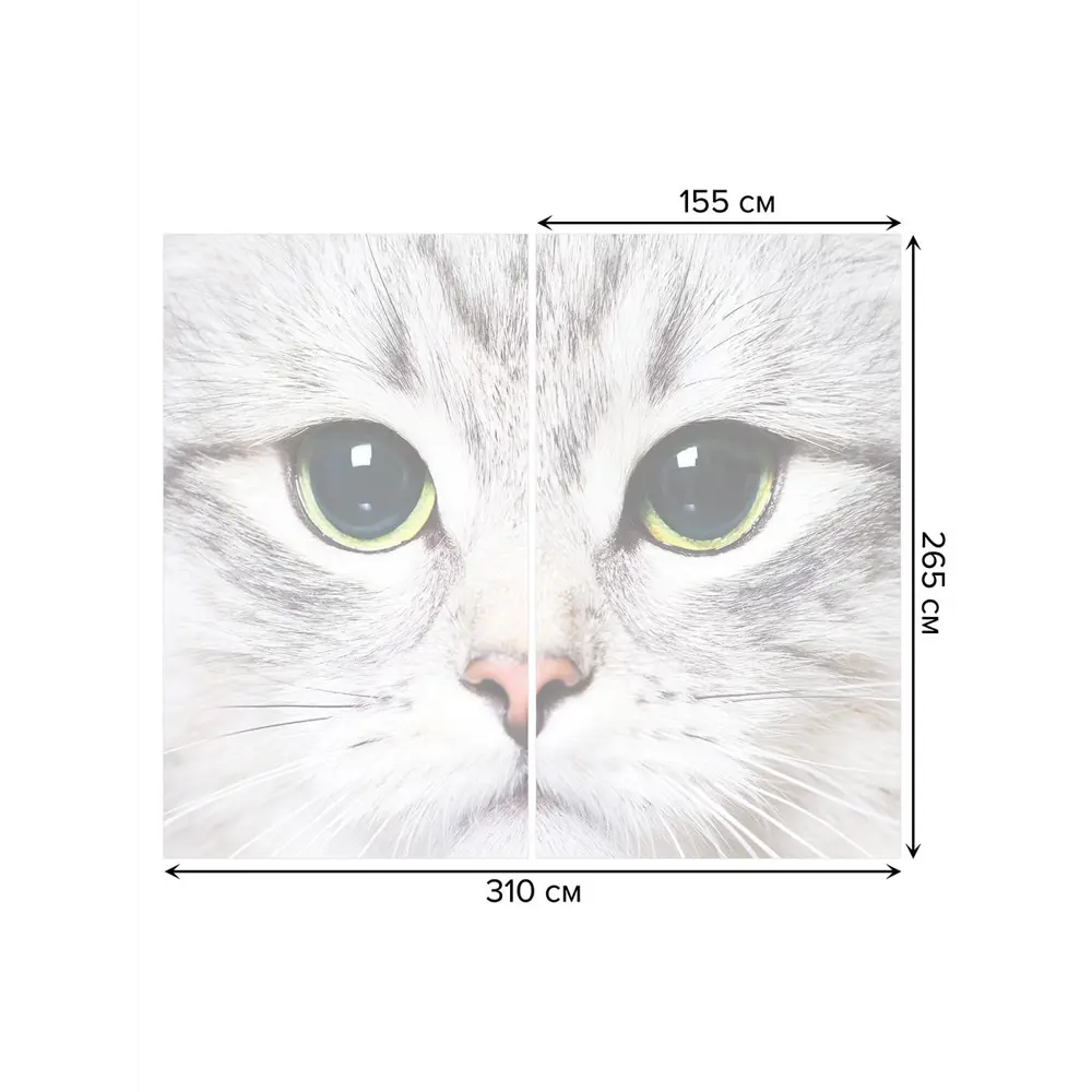 Фото 2 Тюль на шторной ленте для кухни Суровый Котик 155х265 см цвет серый