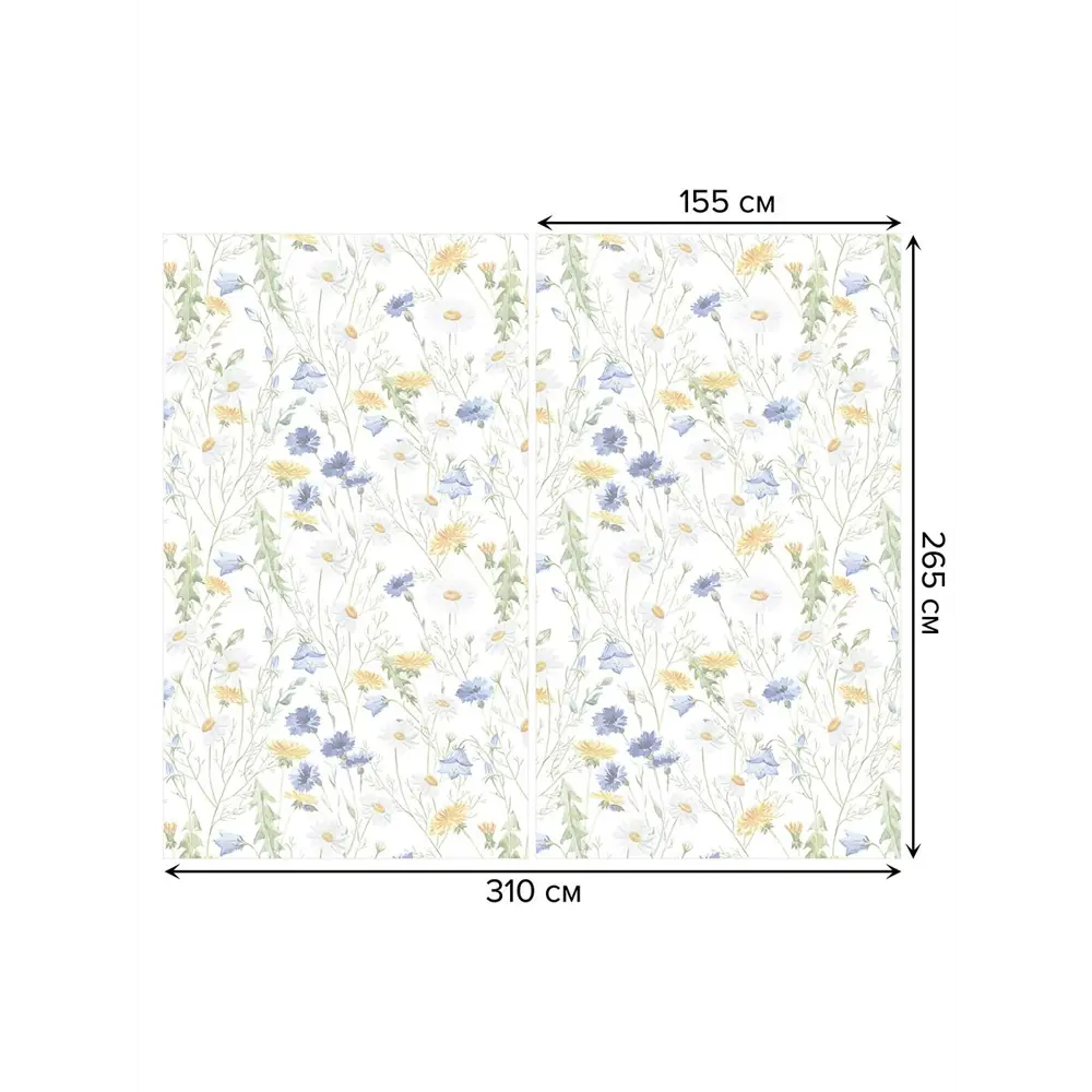 Фото 2 Тюль на шторной ленте для кухни Мечтательная Весна 155х265 см цвет синий