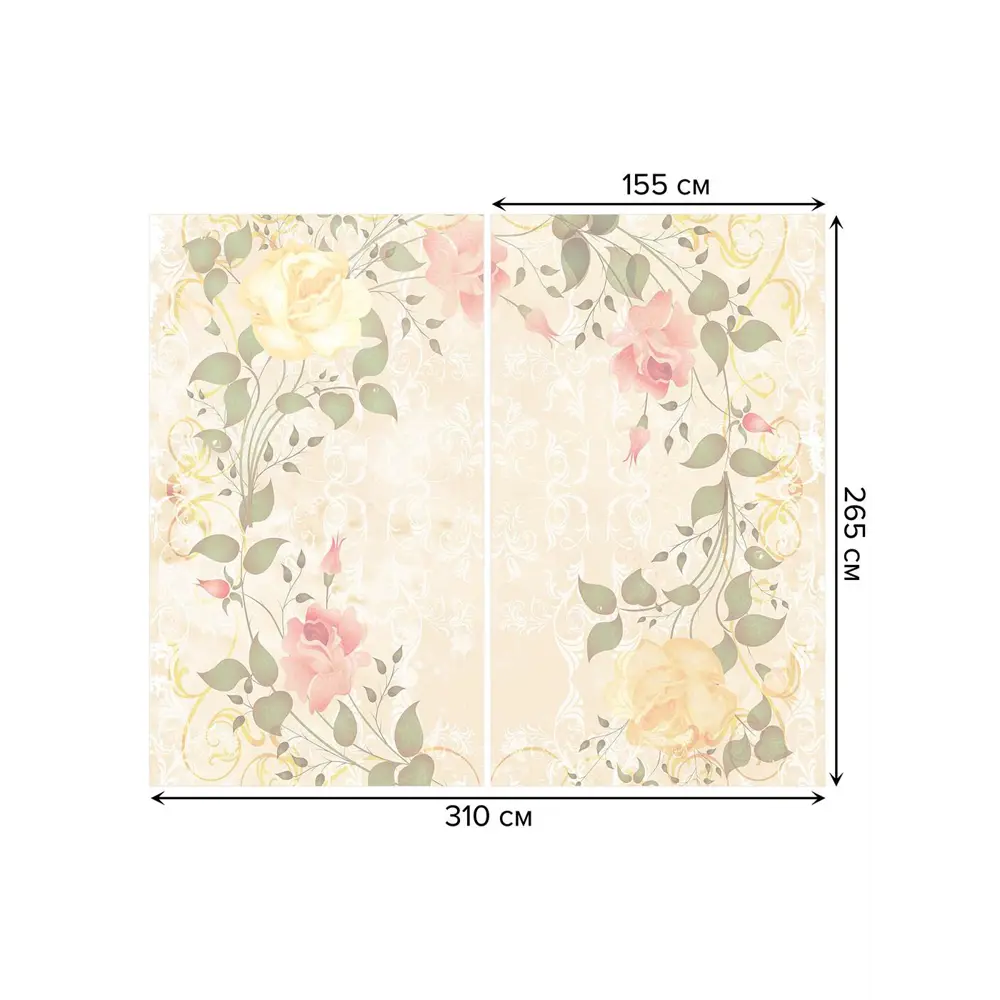 Фото 2 Тюль на шторной ленте для кухни Цветочные Узоры-1 155х265 см цвет светло-бежевый