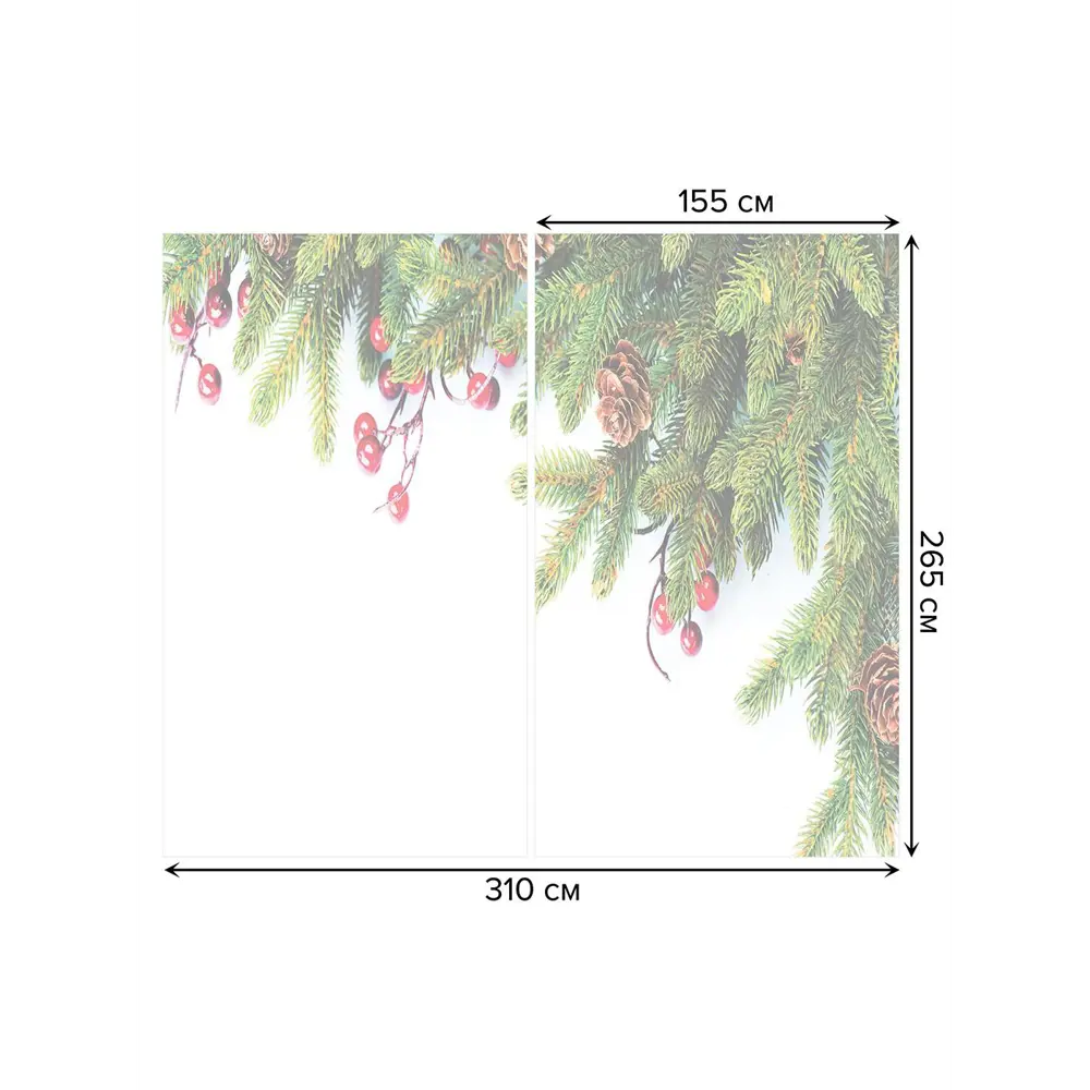 Фото 2 Тюль на шторной ленте для кухни Елочные Игрушки 155х265 см цвет зеленый Фото 2 Тюль на шторной ленте для кухни Елочные Игрушки 155х265 см цвет зеленый