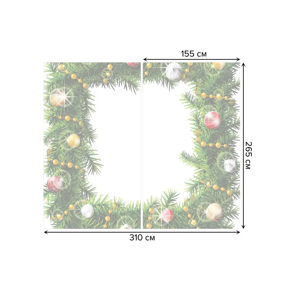 Фото 2 Тюль на шторной ленте для кухни Рождественская Виньетка 155х265 см цвет зеленый