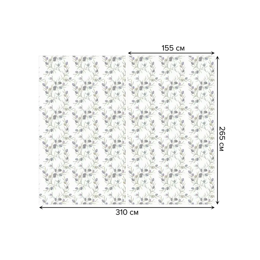 Фото 2 Тюль на шторной ленте для кухни Оливки 155х265 см цвет зеленый Фото 2 Тюль на шторной ленте для кухни Оливки 155х265 см цвет зеленый