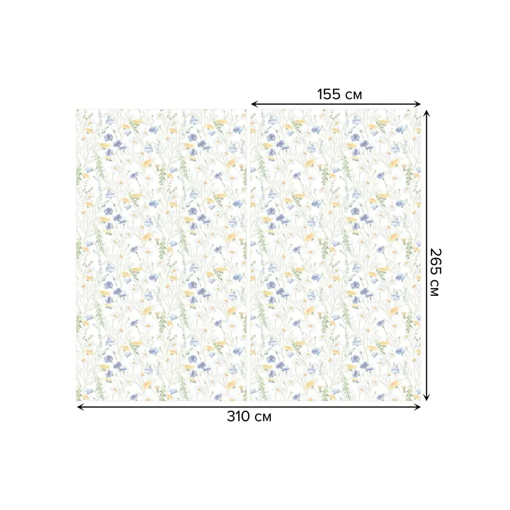 Фото 2 Тюль на шторной ленте для кухни Полевые Цветы 155х265 см цвет хаки Фото 2 Тюль на шторной ленте для кухни Полевые Цветы 155х265 см цвет хаки