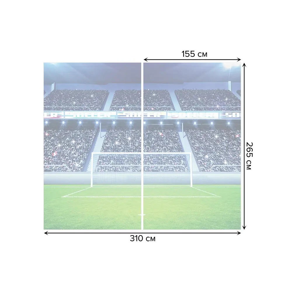 Фото 2 Тюль на шторной ленте для кухни Полные Трибуны 155х265 см цвет голубой