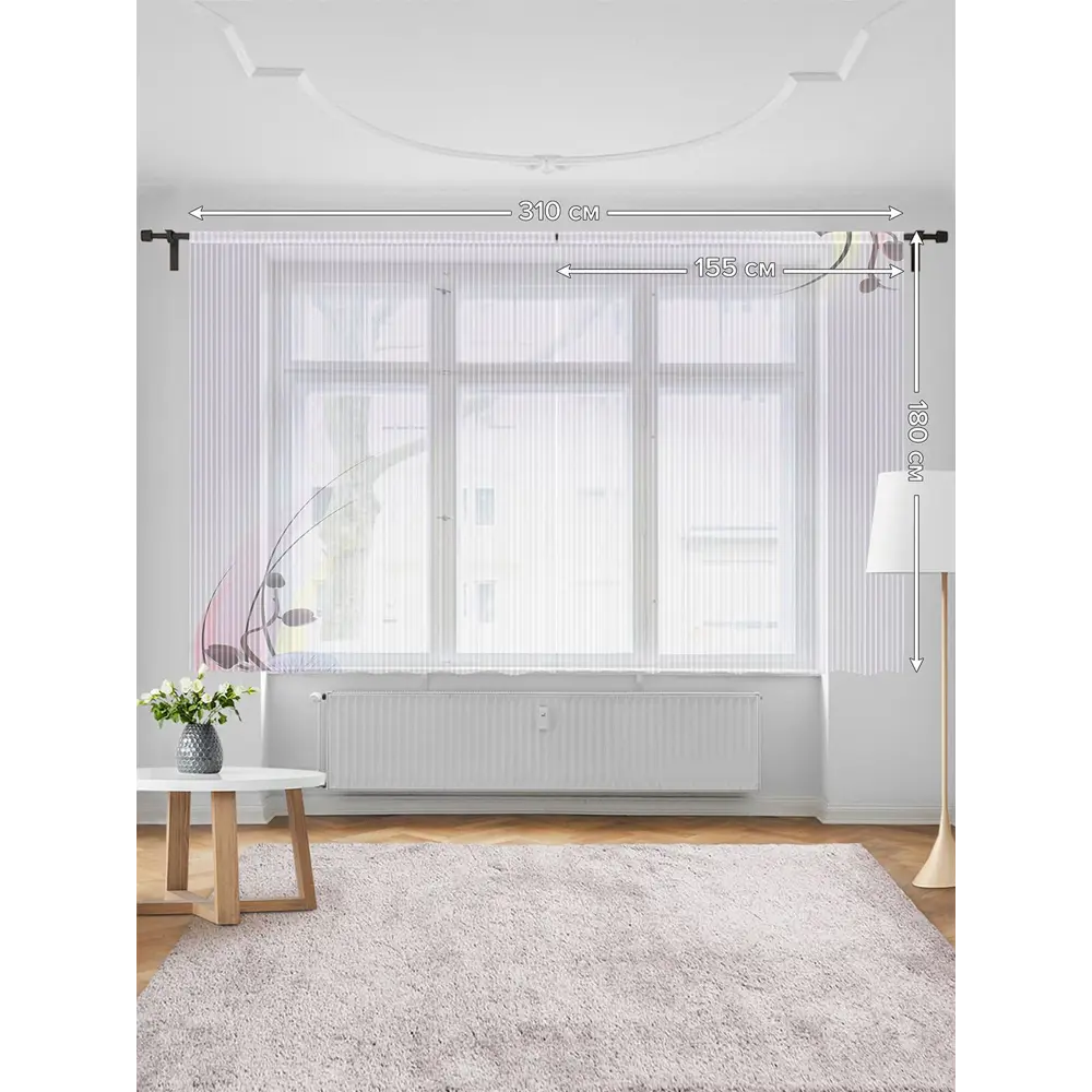 Фото 3 Тюль на шторной ленте для кухни С Цветами Ярче 155х180 см цвет фиолетовый Фото 3 Тюль на шторной ленте для кухни С Цветами Ярче 155х180 см цвет фиолетовый