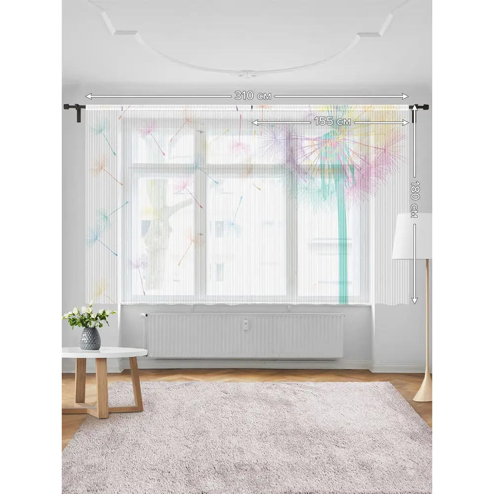 Фото 3 Тюль на шторной ленте для кухни Одуванчиковая Радуга 155х180 см цвет розовый Фото 3 Тюль на шторной ленте для кухни Одуванчиковая Радуга 155х180 см цвет розовый