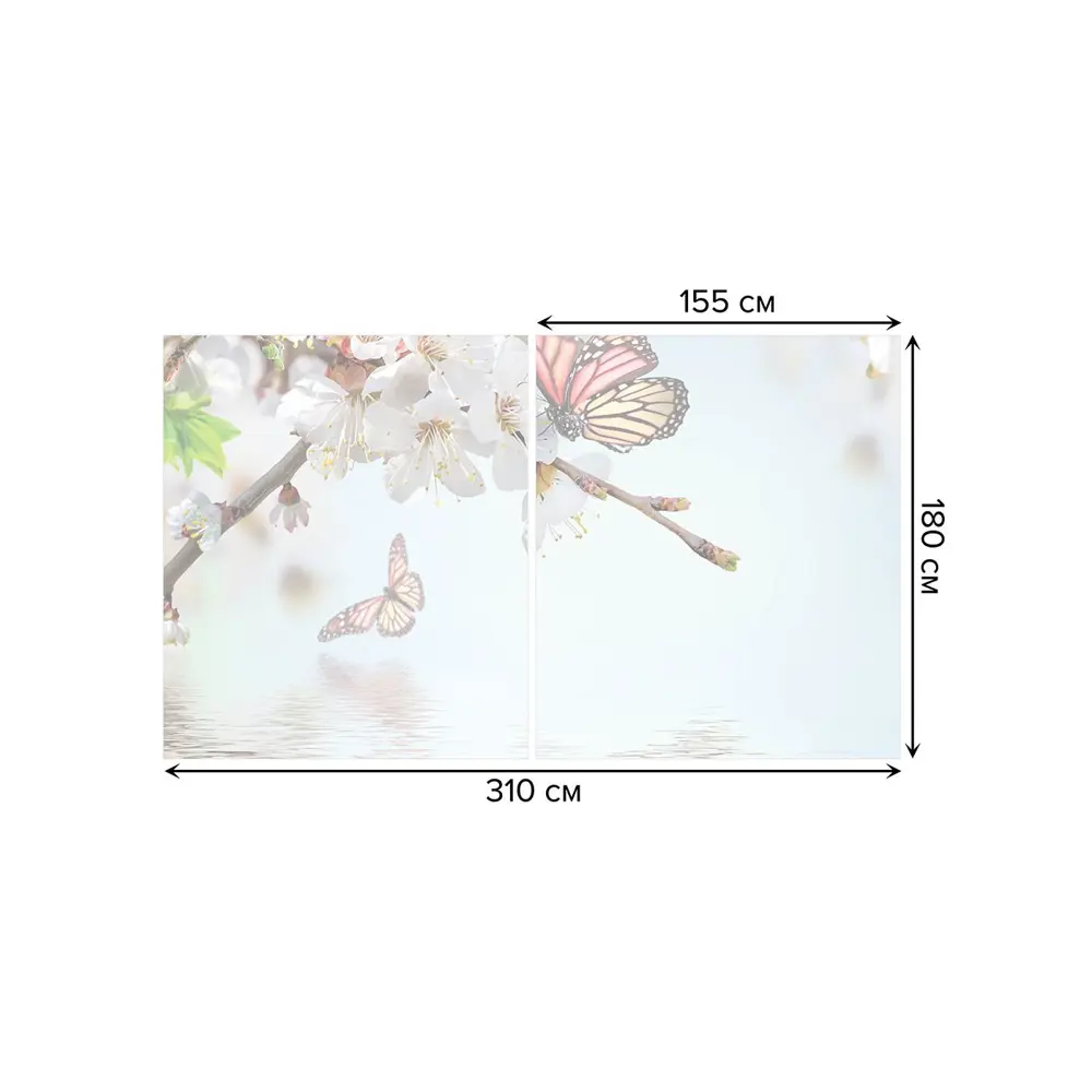 Фото 2 Тюль на шторной ленте для кухни Бассейн Для Бабочек 155х180 см цвет светло-розовый