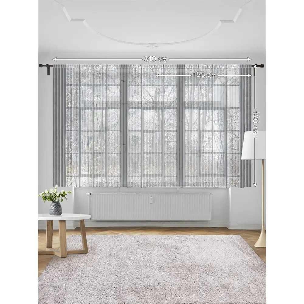 Фото 3 Тюль на шторной ленте Вид Из Окна 155х180 см цвет серый