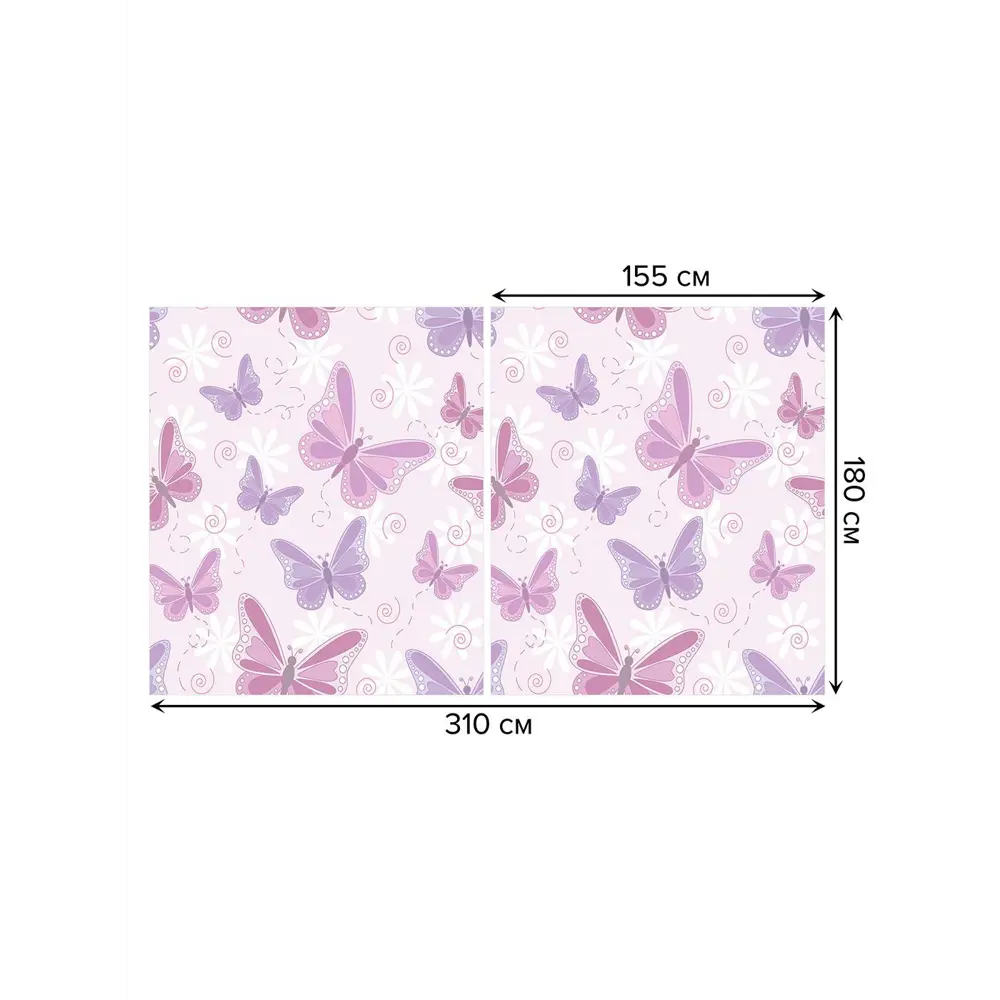 Фото 2 Тюль на шторной ленте Узор С Бабочками 155х180 см цвет розовый Фото 2 Тюль на шторной ленте Узор С Бабочками 155х180 см цвет розовый