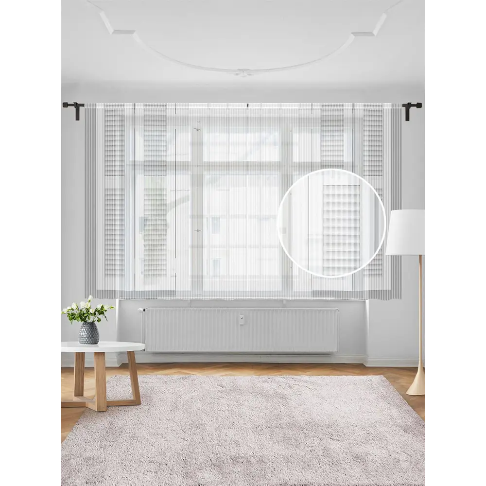 Фото Тюль на шторной ленте Европейское Окно 155х180 см цвет серый Фото Тюль на шторной ленте Европейское Окно 155х180 см цвет серый