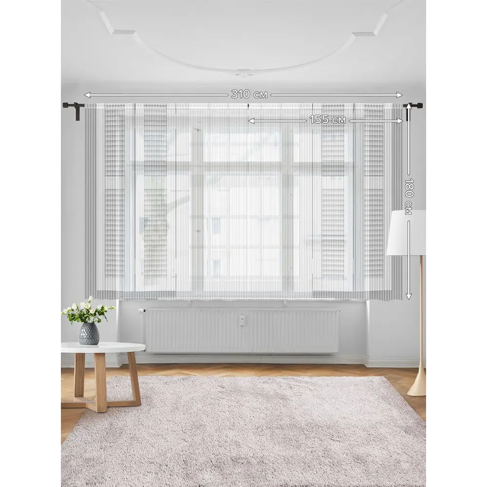 Фото 3 Тюль на шторной ленте Европейское Окно 155х180 см цвет серый Фото 3 Тюль на шторной ленте Европейское Окно 155х180 см цвет серый