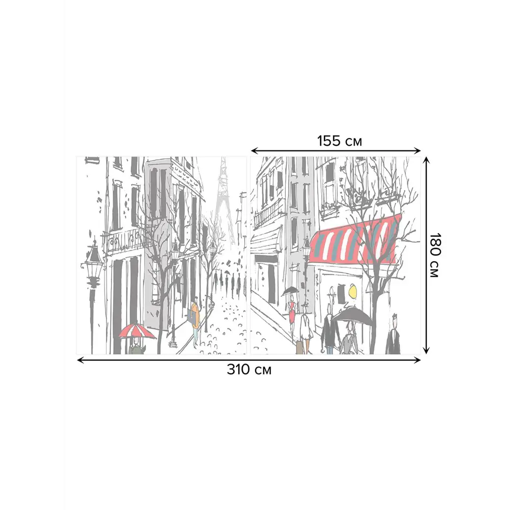 Фото 2 Тюль на шторной ленте Дождливый Париж 155х180 см цвет белый Фото 2 Тюль на шторной ленте Дождливый Париж 155х180 см цвет белый