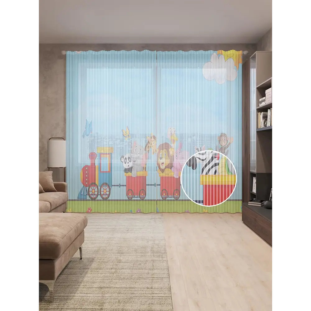 Фото Тюль на шторной ленте Дикий Паровоз 155х265 см цвет голубой Фото Тюль на шторной ленте Дикий Паровоз 155х265 см цвет голубой