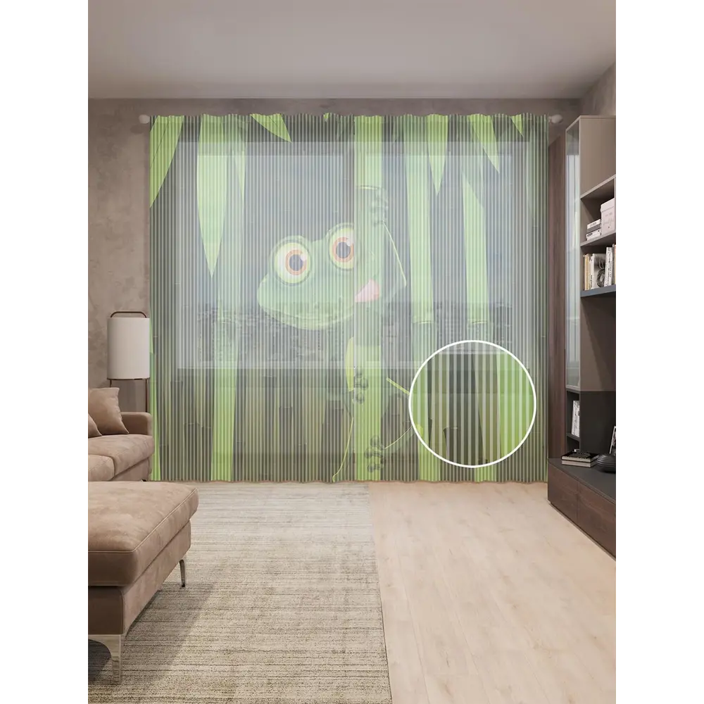 Фото Тюль на шторной ленте Голодная Лягушка На Бамбуке 155х265 см цвет зеленый Фото Тюль на шторной ленте Голодная Лягушка На Бамбуке 155х265 см цвет зеленый