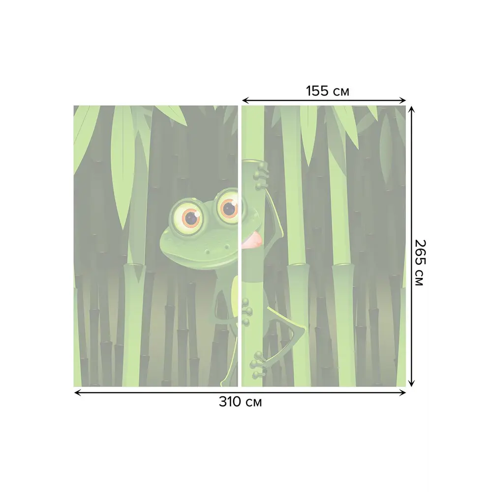 Фото 2 Тюль на шторной ленте Голодная Лягушка На Бамбуке 155х265 см цвет зеленый
