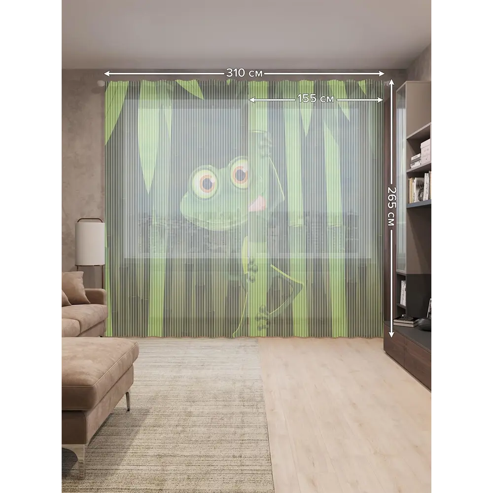 Фото 3 Тюль на шторной ленте Голодная Лягушка На Бамбуке 155х265 см цвет зеленый Фото 3 Тюль на шторной ленте Голодная Лягушка На Бамбуке 155х265 см цвет зеленый