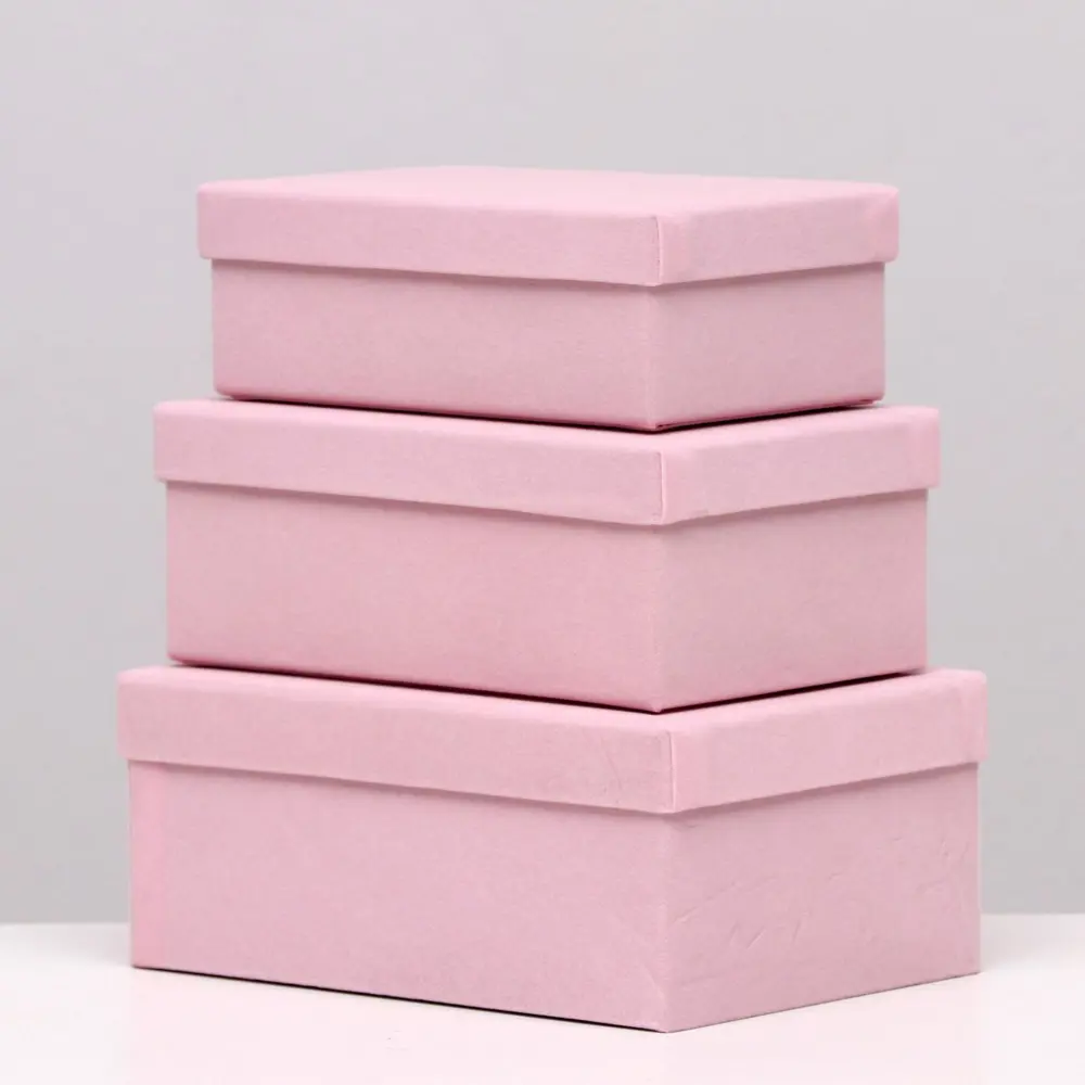 Фото 2 Набор Simaland коробок Simaland 3в1 "Бархат розовый" 23x17x9.5 см