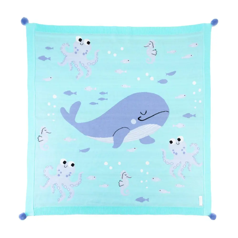 Фото 2 Плед Крошка я «Sea friends» 90x90 см, полиэстер, цвет голубой Фото 2 Плед Крошка я «Sea friends» 90x90 см, полиэстер, цвет голубой