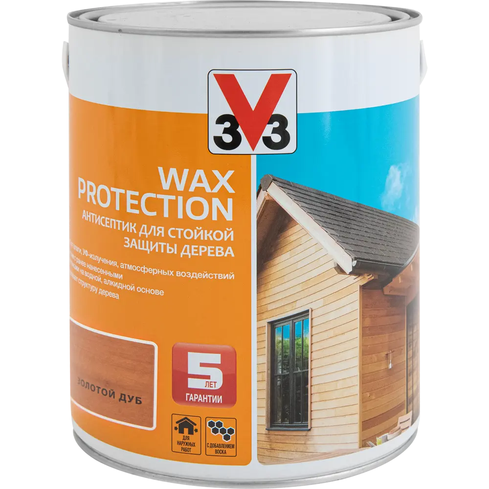 Фото Антисептик для дерева V33 Wax Protection полуглянцевый цвет золотой дуб 0.9 л Фото Антисептик для дерева V33 Wax Protection полуглянцевый цвет золотой дуб 0.9 л