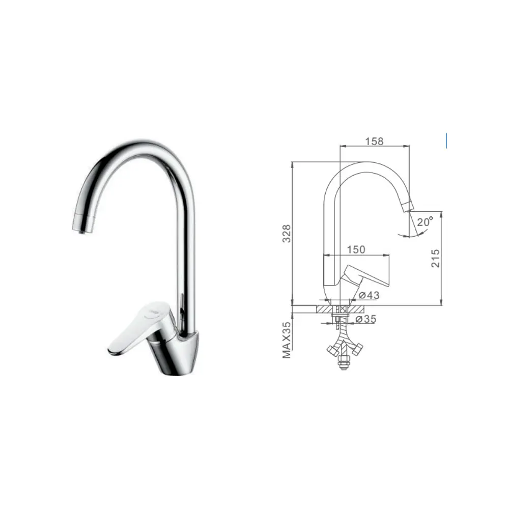 Фото 3 Однорычажный смеситель Frap F4352-21 21.5 см цвет хром Фото 3 Однорычажный смеситель Frap F4352-21 21.5 см цвет хром