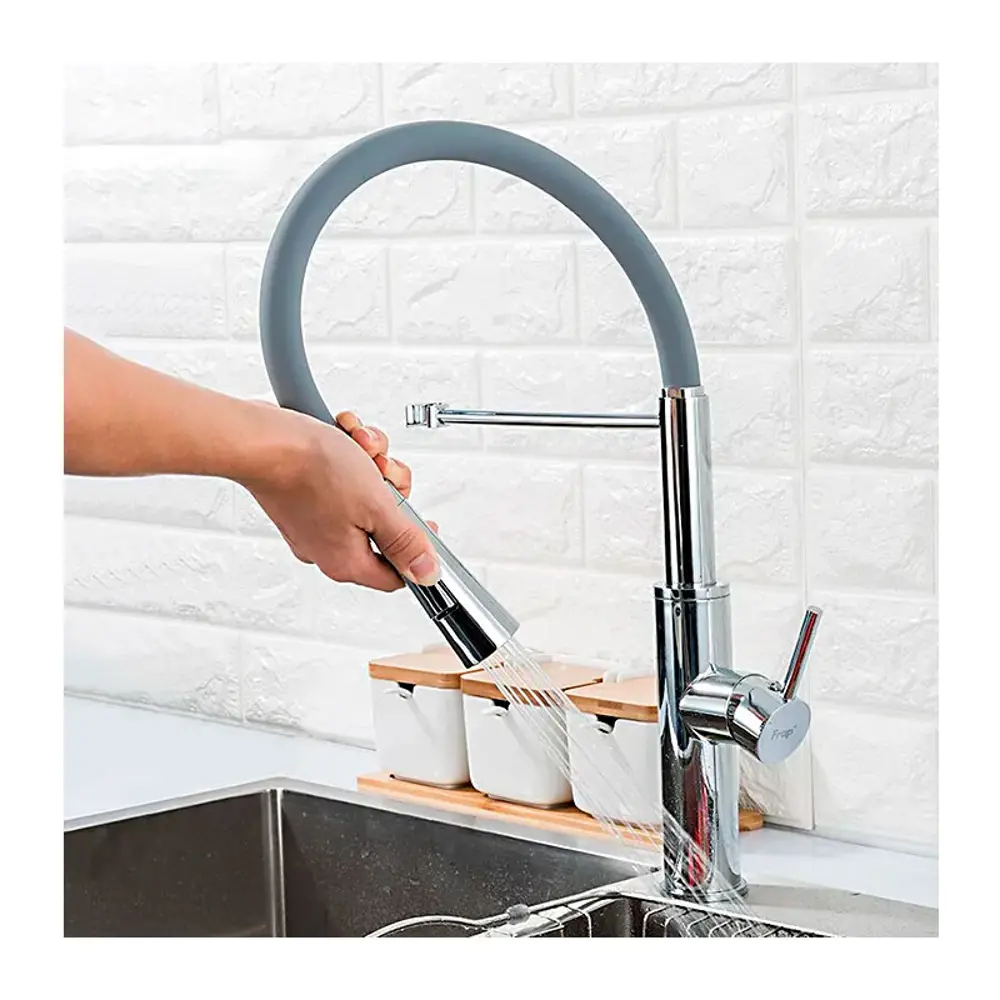 Фото 3 Однорычажный смеситель Frap F4452-6 16 см цвет серый Фото 3 Однорычажный смеситель Frap F4452-6 16 см цвет серый