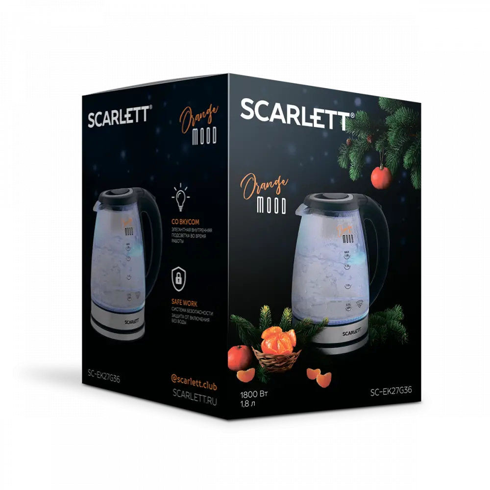 Фото 4 Электрический чайник Scarlett SC-EK27G36 1.8 л стекло цвет черный Фото 4 Электрический чайник Scarlett SC-EK27G36 1.8 л стекло цвет черный